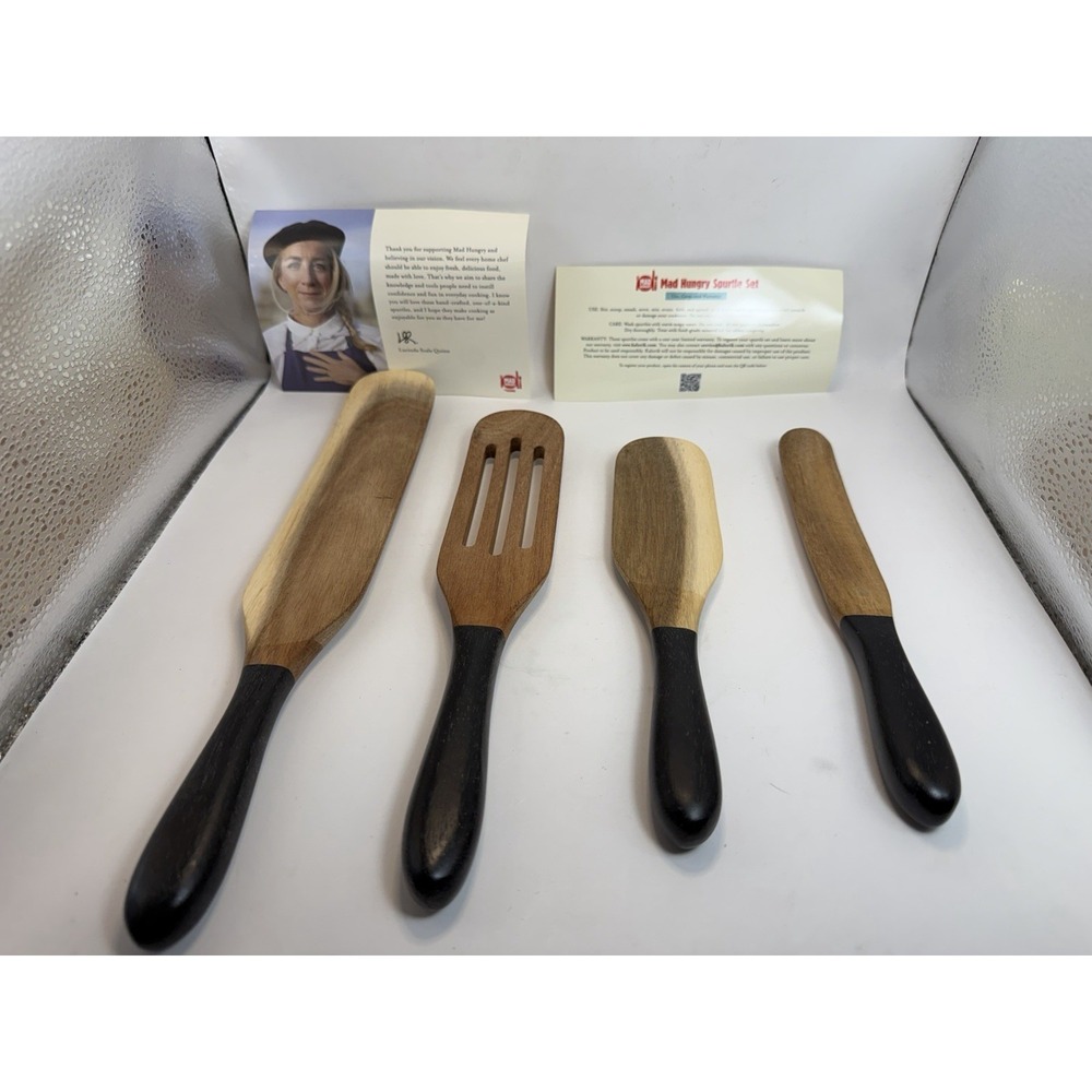 Mad Hungry 4-Pc Spurtle Set Wooden Cooking Utensils New Kalorik